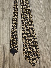 Vtg Countess Mara Necktie All Silk Men's Made In USA Black Gold Geometric Tie