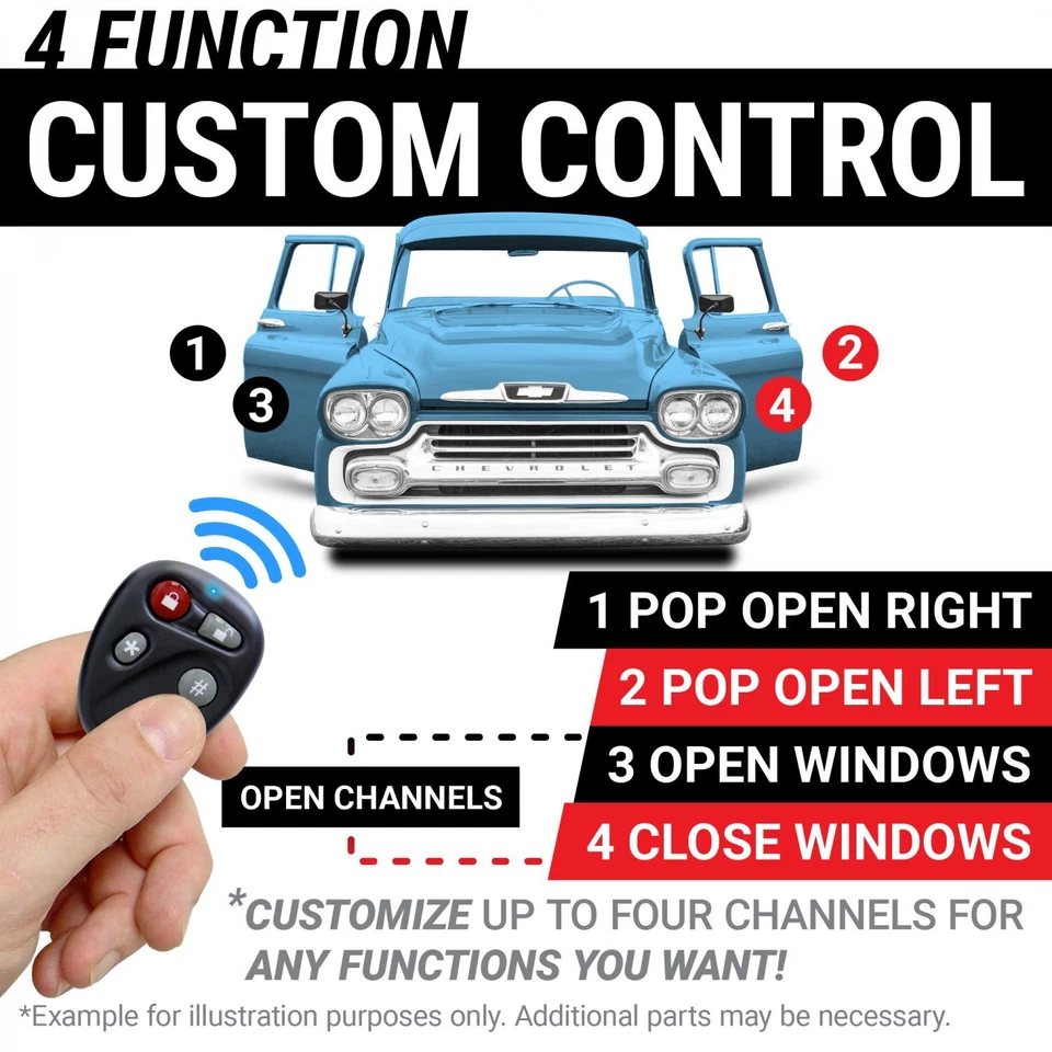 Kit de puerta afeitada remota Universal Fit 4 funciones 50 lb con 12 telares de cable y relés Foto 3 de 4