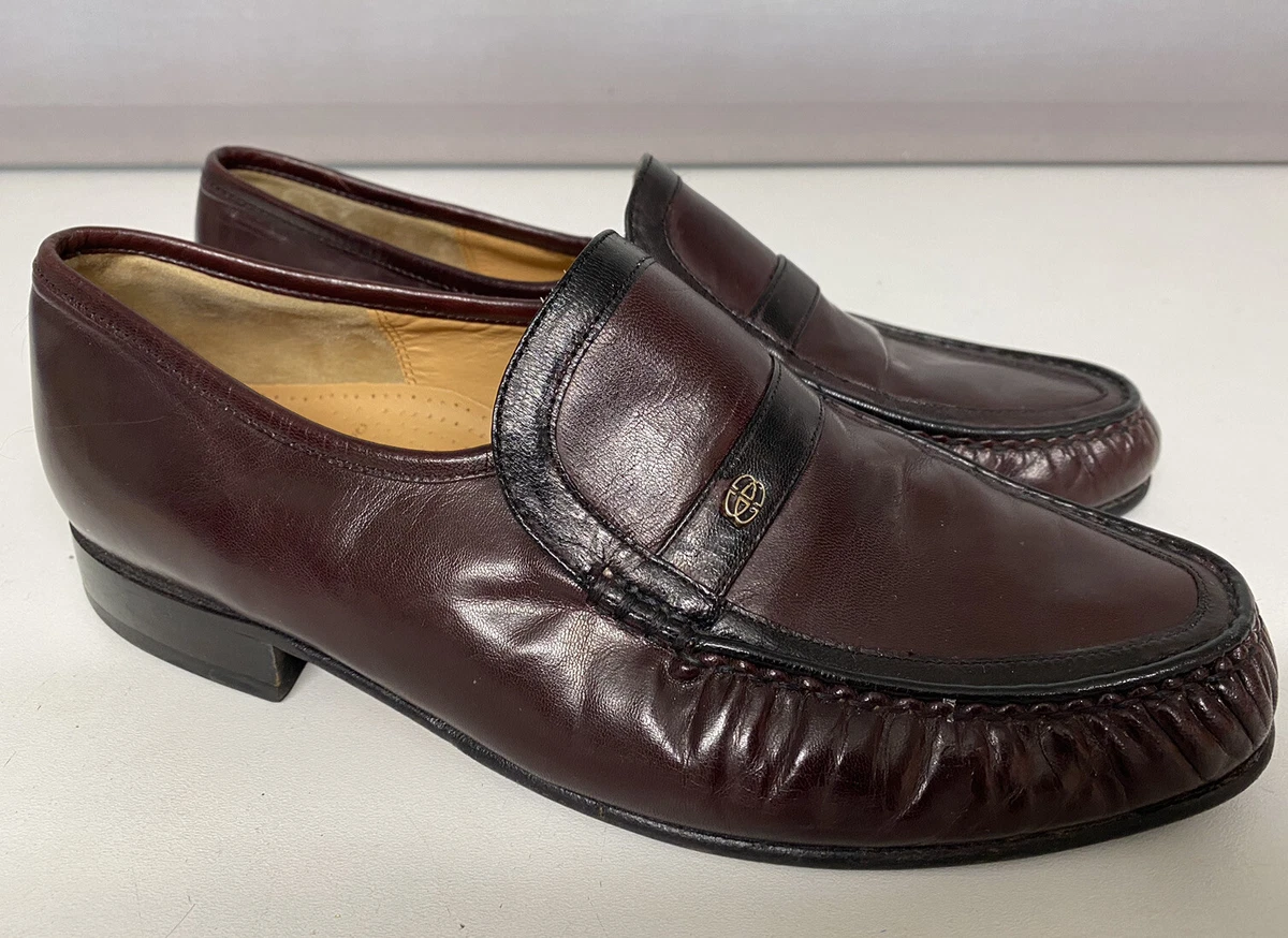 Barker shoes Jefferson Burgundy Black Size Uk 7 Slip On Loafers Kid Leather