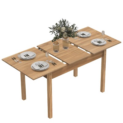110-150cm Extendable Dining Table Modern Large Kitchen Table up to 8 People Wood | eBay UK
