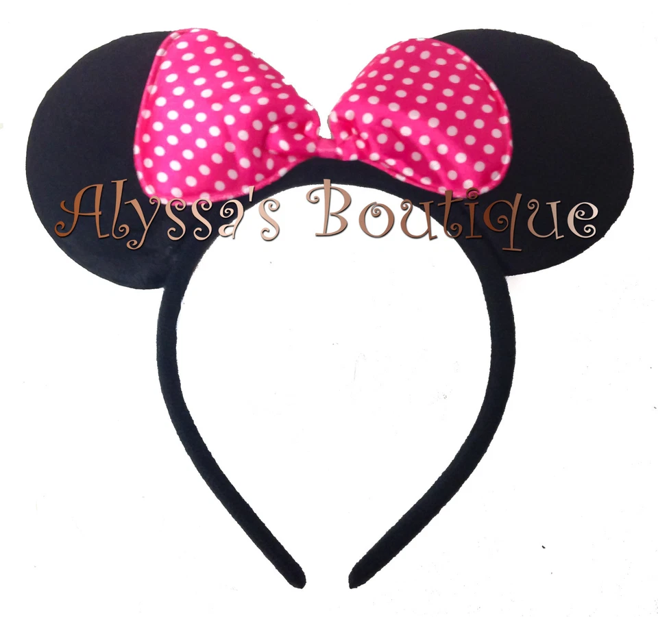 12 piezas Diademas Orejas Minnie Mouse Negro Rosa Arcos Mickey Fiesta de Cumpleaños Favores Foto 3 de 4
