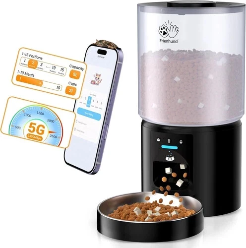 5L Automatic Cat Feeder with Sealed Outlet: 5G WiFi Pet SMART Feeder -$99 retail