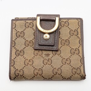 GUCCI Canvas Wallet Leather Bifold GG Beige Auth Used from JAPAN