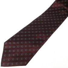 DKNY Silk Burgundy Tie with Double Squares Pattern 56" x 4"