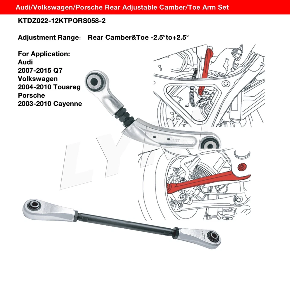 LYKT 4pcs Alignment Rear Camber&Toe Kit for Audi Q7 & VW Touareg、Porsche Cayenne Foto 2 de 4