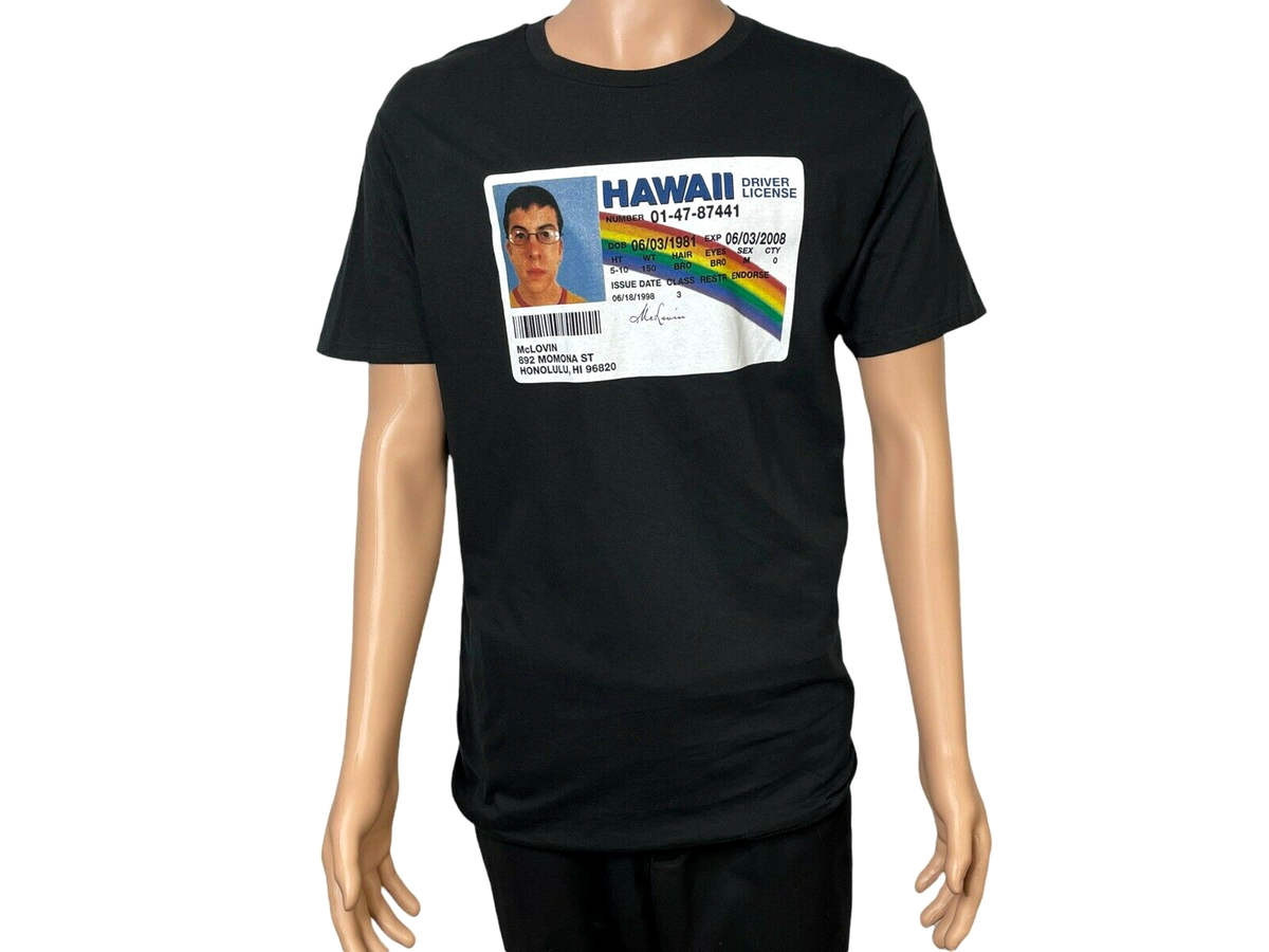 Superbad McLovin Hawaii Driver License Black Graphic Tee T-Shirt