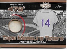 2021 Leaf Lumber Baseball ANDRES GALARRAGA Bat Relic Tape Measure Taters 30/30