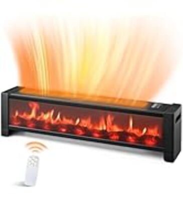 33 x 6.6in Electric Fireplace Heater, 1500W, Floor Standing,12H Timer, Remote, E