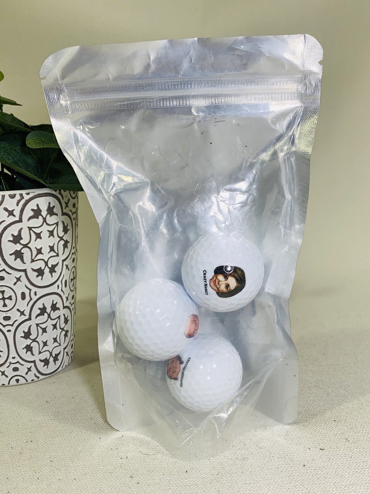 Novelty Political GAG Golf Balls Basement Biden Crooked Hillary Crazy