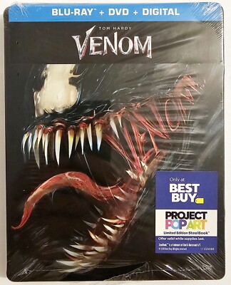 VENOM STEELBOOK BLU-RAY + DVD + DIGITAL BEST BUY EXCLUSIVE PROJECT POP ART OOP