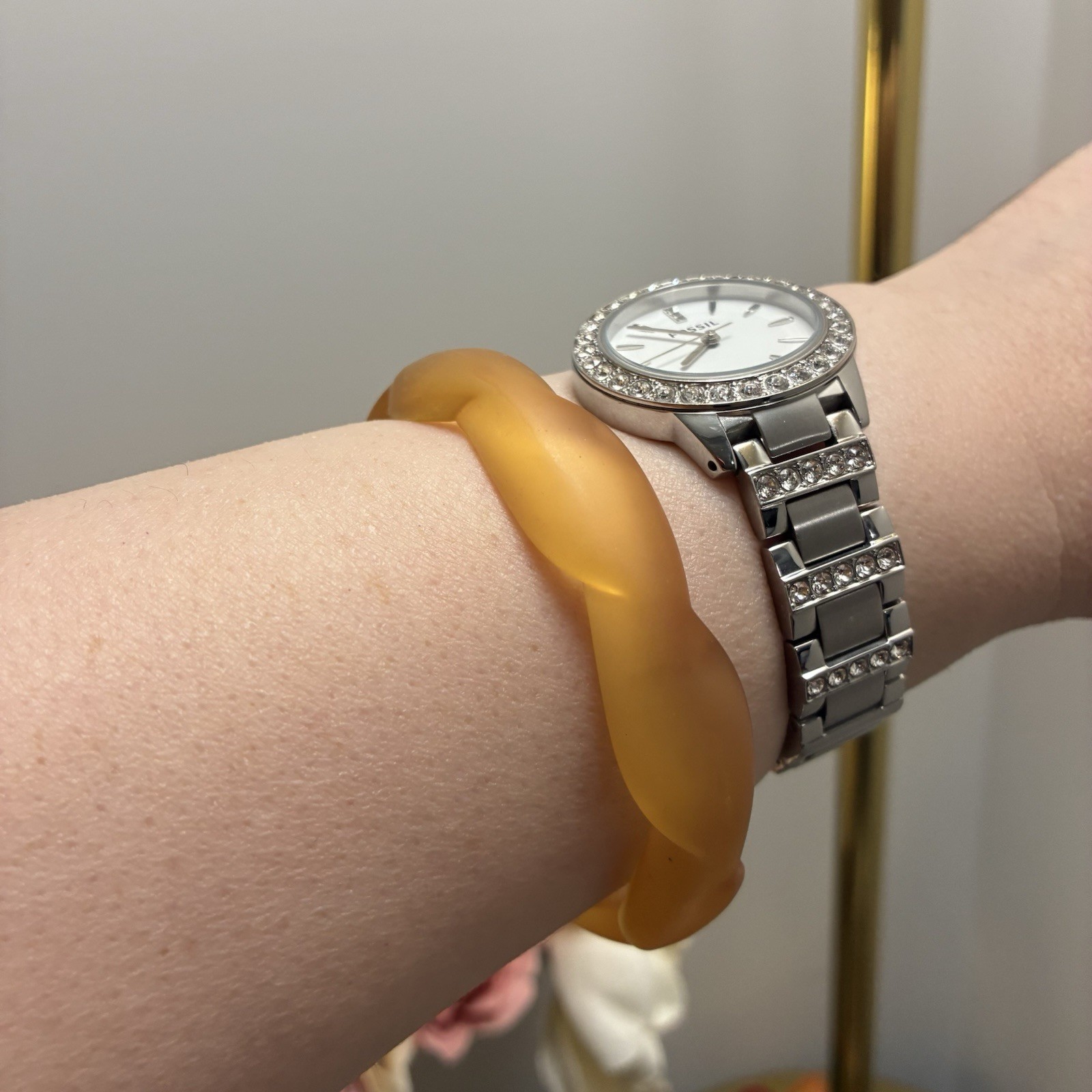 Vintage Bakelite Bracelet Translucent Carved/Wavy… - image 7