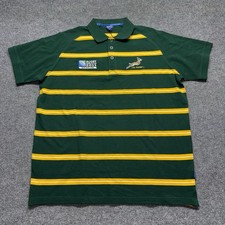 South Africa Rugby World Cup 2011 Polo Shirt Mens XL Striped Short Sleeve NWT