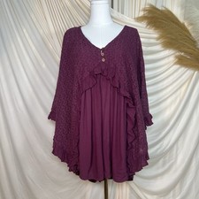 Free People Romper As You Are Burgundy Flutter Sleeve Crochet Lace Boho Size XS