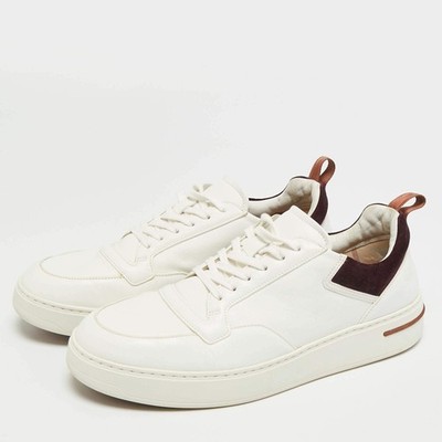 Loro Piana Newport Size 42 White Leather and Suede Lace Up