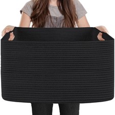 Extra Large Rectangle Storage Basket, 23.6" x 17" x 12" Black Blanket Basket ...