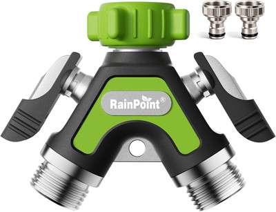 RAINPOINT 2 Wege Verteiler, Vollmetall-Schwerlast-Wasserverteiler Mit 5.2 Cm Ext