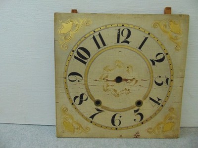 1800'S ANTIQUE WOODEN OGEE COLUMN PILLAR LARGE SHELF CLOCK PAINTED DIAL PART