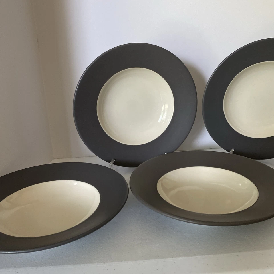 Juego de 5 cuencos con borde de gres gris blanco faria & bento FBN2 para hotelería Foto 3 de 4