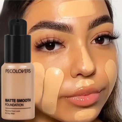 PECOLOVERS Matte Finish Liquid Foundation - Oil-Control, Waterproof, Full...