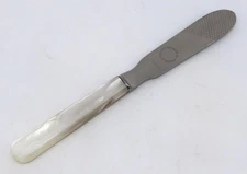 VTG SHEFFIELD ENGLAND, Mother-of-Pearl Handle Butter Knife & Spreader, 7"
