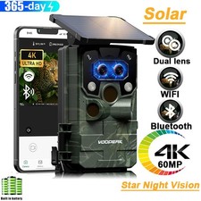 Solar Trail Camera 60MP 4K Wildlife Dual Len Hunting Cam Starlightvision Outdoor