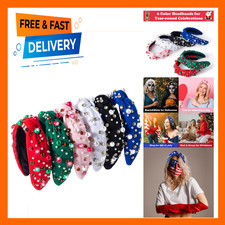 Women  s Holiday Headband Set Six Pack Crystal Pearl Rhinestone Embellished Wide