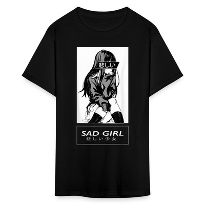 Sad Anime Emo Girl - Aesthetic Vaporwave Anime Otaku Sadness Introvert T-Shirt