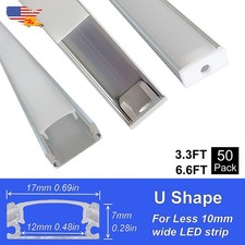 50 Pack 6.6FT/2M Led Channel Aluminum With Milky Cover U-Channel For Led Strip