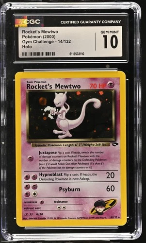 CGC 10 GEM MINT Rocket's Mewtwo 2000 Gym Challenge 14/132 Holo Pokemon Card