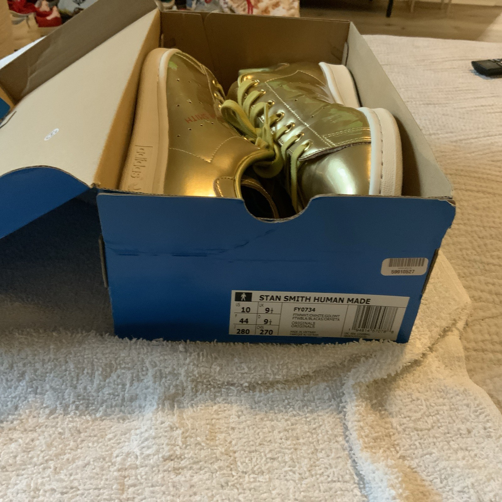 #S44 Adidas 2019 Stan Smith #APC 011001 Metallic Gold Mens Size 10