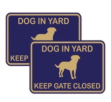 Dog In Yard 2 Pack Metal Signs Adhesive Tape, Weatherproof 8x6