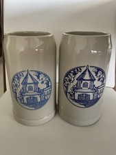 Paire de tasses en céramique Rastal German Beer Steins KS Mark Blue Architecture 0,5 L