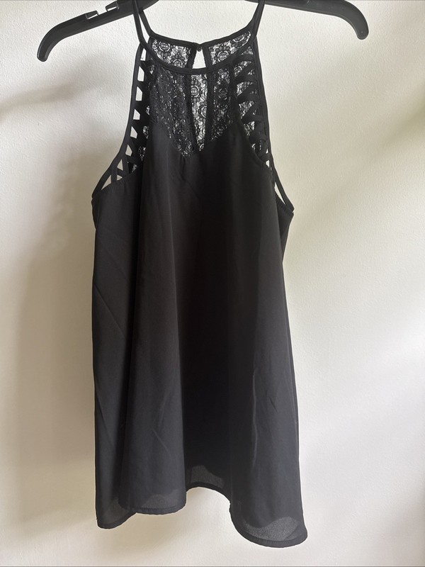 Doe & Rae Black Top Lace Racerback SZ SMALL - 100% Polyester