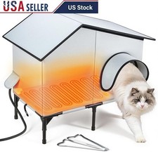 Heated Outdoor Cat House Insulated Winter Shelter Waterproof Cat Shelter New