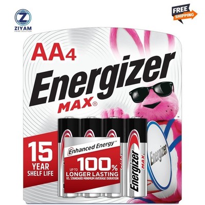 Energizer MAX AA Batteries Double A Alkaline Batteries 4-Pack NEW Exp 12/2036