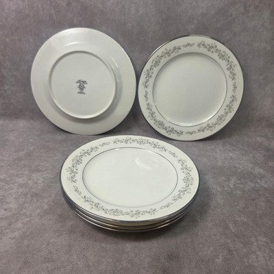 Noritake Parkridge 7561 Ivory China Dinner Plates Set of 5 Platinum Trim Japan