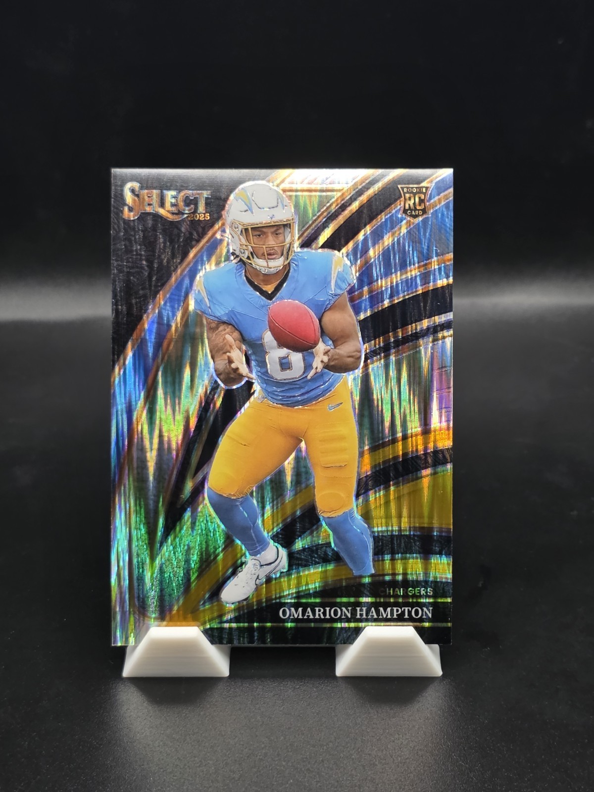 2025 Panini Select Omarion Hampton Black & Gold Shock Prizm Club Level RC #202