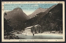 CPA Laruns, L´Usine de Miègebat et la Passerelle 