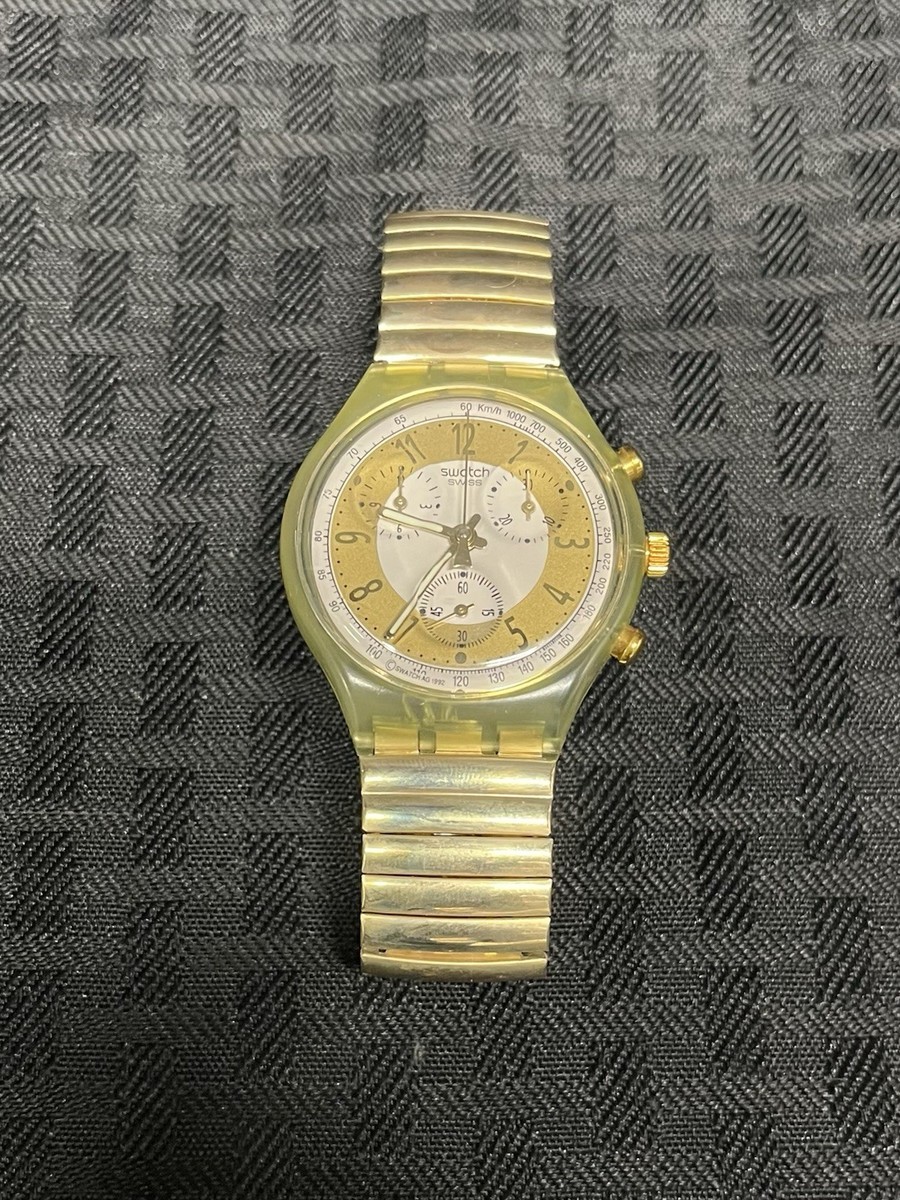 Vintage Swatch Flex Golden Globe SCG101 Chrono Watch | eBay
