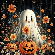 Halloween Pumpkin Diamond Art Kit 13.78 x 13.78 Inch 5D Craft