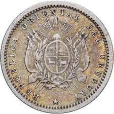 [#1509643] Uruguay, 10 Centesimos, 1877, Paris, Silver, VF