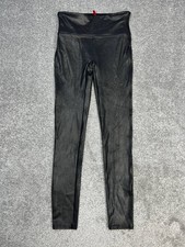 Spanx Faux Leather Leggings Womens Medium Black Stretch Mid Rise Skinny Leg