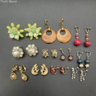 Vintage Costume Jewelry Lot 11 Pairs Clip On Screw Back Earrings Uranium Glass