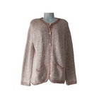 Damart Vintage 80er 90er strukturiert rosa Chevron Strickjacke Strick Knopf rosa Landhaus 14