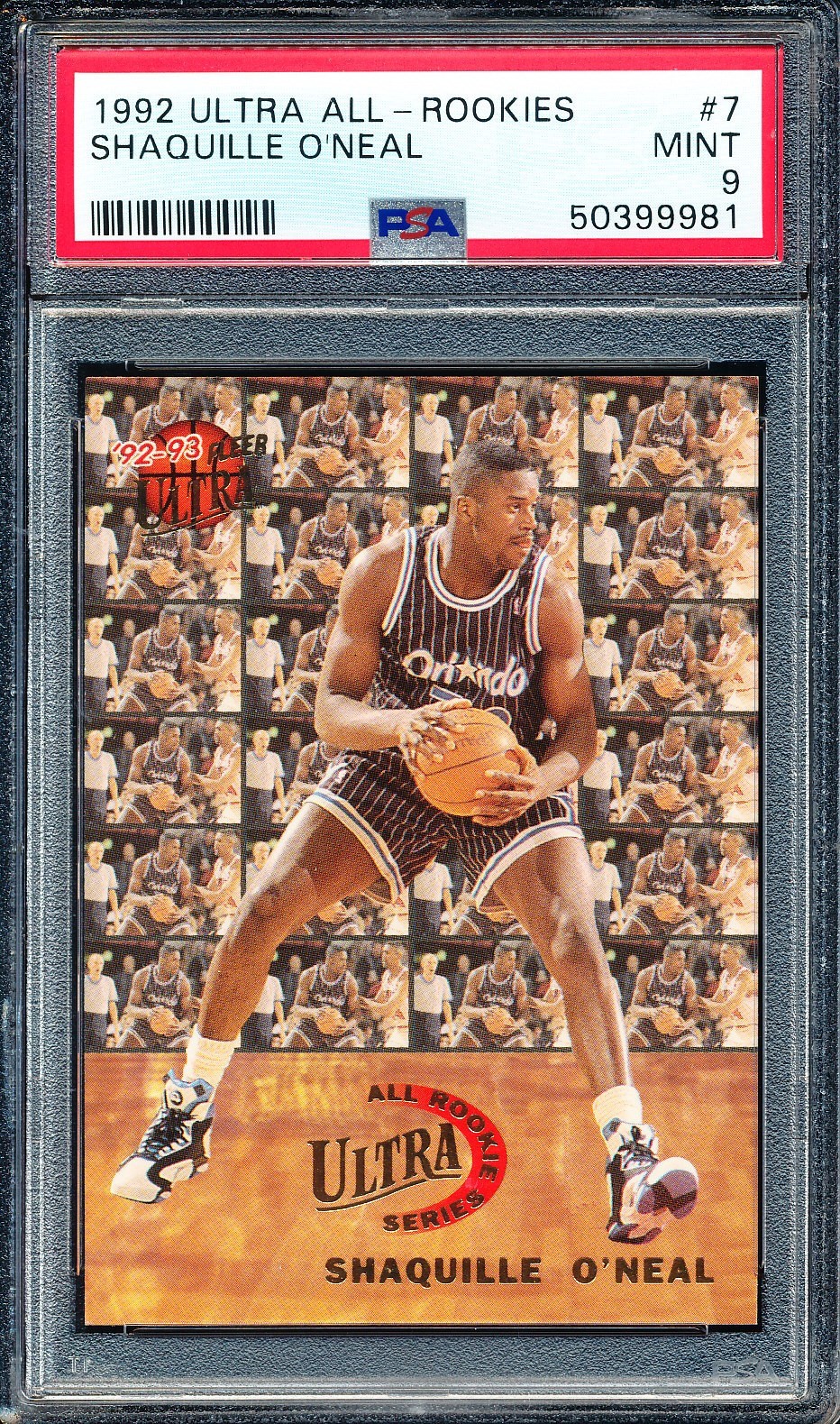 1992-93 Ultra All-Rookie Series #7 ~ SHAQUILLE O'NEAL ~ PSA 9