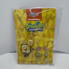 SpongeBob SquarePants Jewelry Set Necklace Earrings Pin Official Nickelodeon
