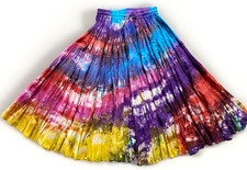 Vintage Skirt Maxi Long Gypsy Boho size M Rainbow Tie Dyed FULL Cotton India 80s
