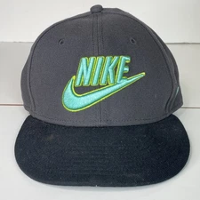 Nike True Gray Aqua Blue Logo Hat Strap Back Adjustable Golf Baseball Cap OSFM