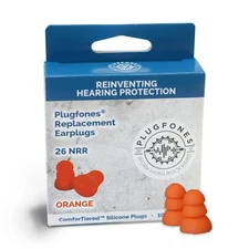 Plugfones PRP-SO10 Orange Silicone Reusable 26 dB Replacement Ear Plugs