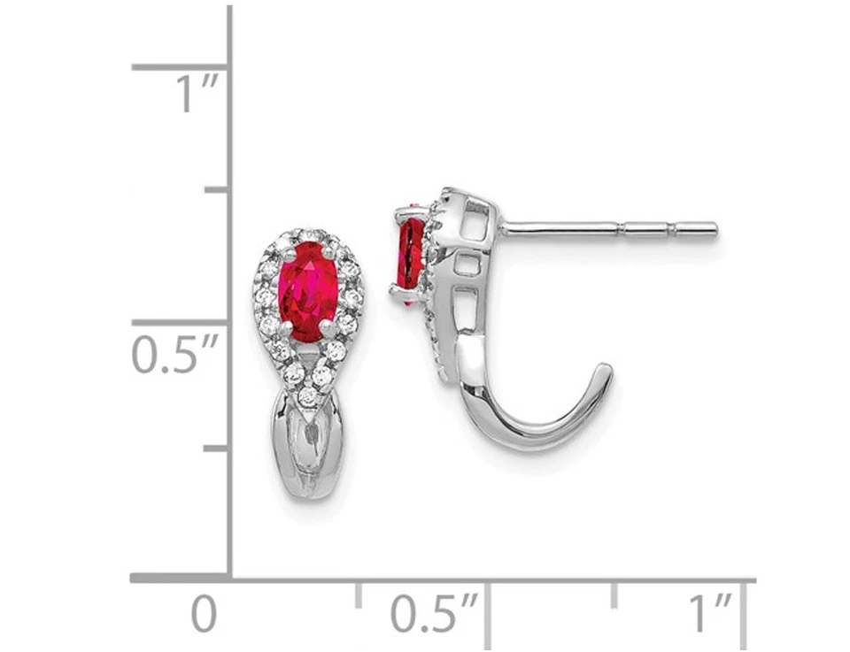 7/10 Carat (ctw) Ruby and Diamond 1/7 Carat (ctw) Earrings in 14K Gold - Image 2 of 3